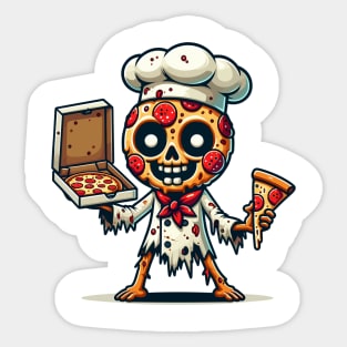 Slice of Fright: Pizza Zombie Chef Sticker